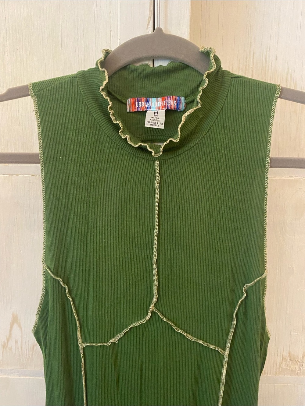 Urban Outfitters Olive Green Sleeveless Ruffle-Trim Dress - Picture 3 of 10